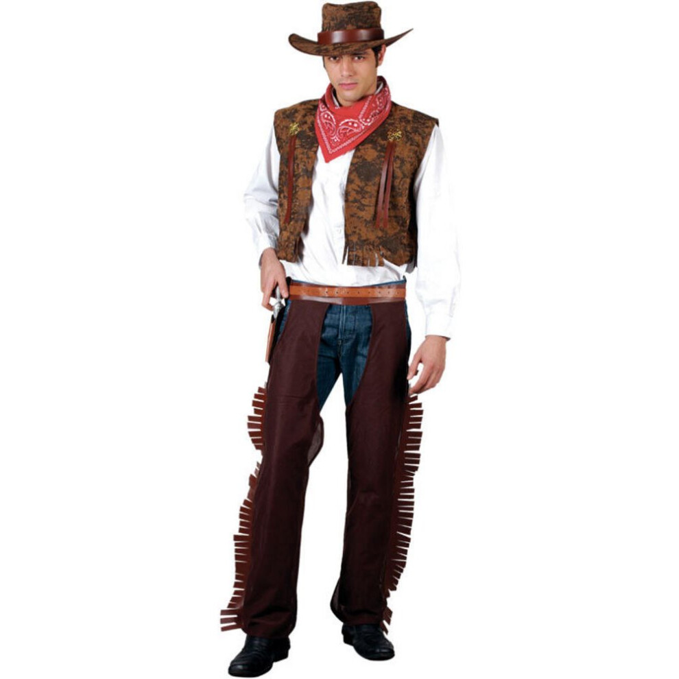 Mens Western Cowboy Fancy Dress Party Halloween Costume - M