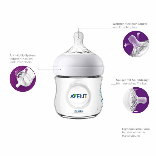 Philips AVENT Natural 2.0 Feeding Bottle 125ml/4oz Twin 2