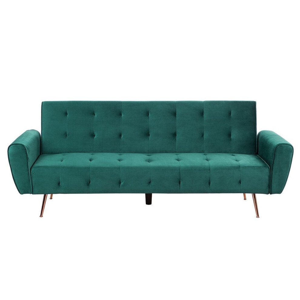 Velvet Sofa Bed Green SELNES