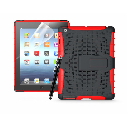 (Red) For iPad 2/3/4 Tough Quality ShockProof Case Cover