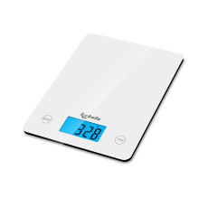 Kabalo White Kitchen Scale 5kg/1g, Blue Backlit Display, 2x AAA Batteries Included, Measures g/ml/lbs/oz, 20x16x1.8 cm, A-MCS062