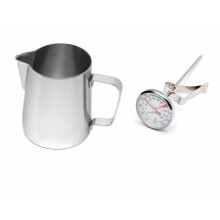 Kabalo 600ml Stainless Steel Milk Frothing Jug for Coffee with Thermometer - Dishwasher Safe, 12.5cm Probe, -10C to 110C | A-USB234