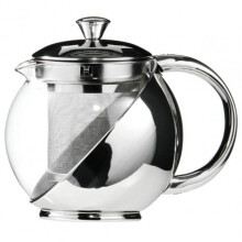 Kabalo 500ml Modern Sylish Stainless Steel & Glass Teapot WITH LOOSE TEA LEAF INFUSER
