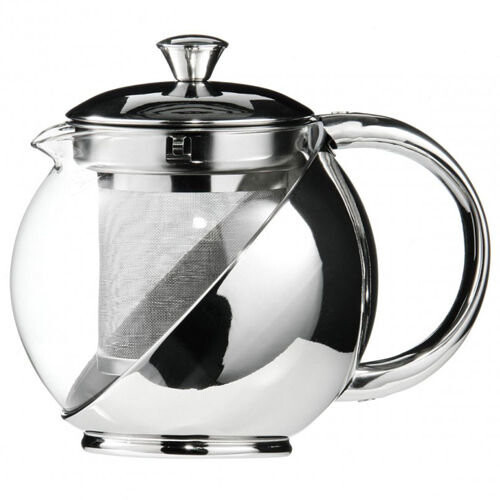 Kabalo 500ml Modern Sylish Stainless Steel & Glass Teapot WITH LOOSE TEA LEAF INFUSER