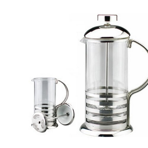 Kabalo 800ml / 8-cup Large Stainless Steel Glass Cafetiere French Filter Modern Coffee and Tea Press Plunger