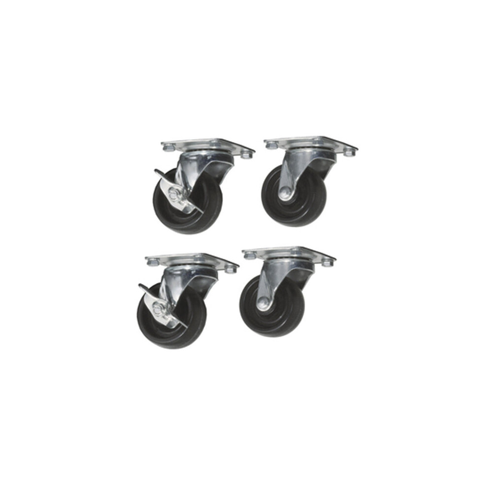 Set of 4 Kabalo Swivel Heavy Duty Black Rubber Castor Wheels 50mm (2 inch) with 40kg per wheel, 2 brakes, 2 standard | A-USB128