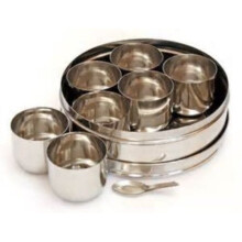 Kabalo 20cm Stainless Steel Indian 7 Spice Tandoori Masala Dabba Spices Box Storage