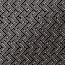 Metal Mosaic Tile Titanium Smoke brushed dark grey 1.6mm Herringbone-Ti-SB