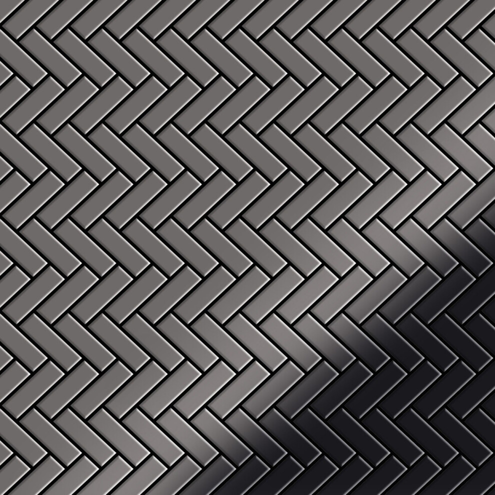 Metal Mosaic Tile Titanium Smoke Mirror Dark Grey 1.6Mm Herringbone-Ti-Sm 4250691728042