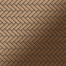 Metal Mosaic Tile Titanium Amber brushed copper 1.6mm Herringbone-Ti-AB