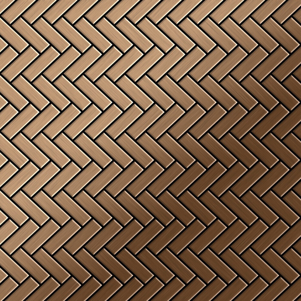 Metal Mosaic Tile Titanium Amber Brushed Copper 1.6Mm Herringbone-Ti-Ab 4250691727991