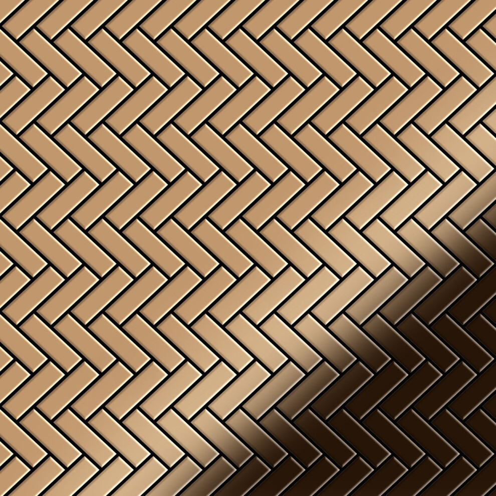 Metal Mosaic Tile Titanium Amber Mirror Copper 1.6Mm Herringbone-Ti-Am 4250691728004