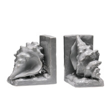 Set Of 2 Conch Bookends, Grey