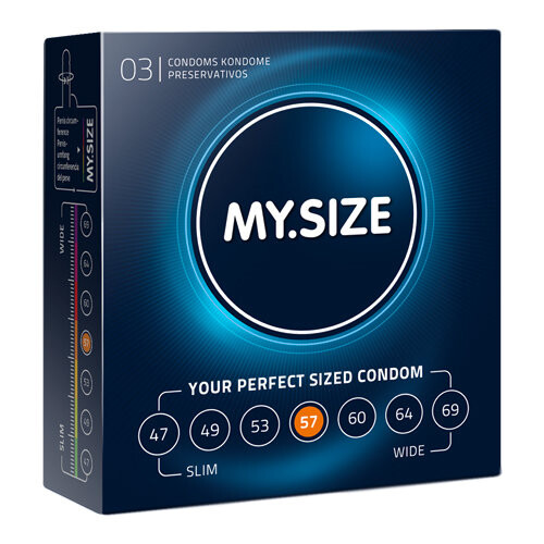 My.Size 57mm Condoms - 3 Pack, Pharmacy Size, German Brand - Precisely Sized for Comfort