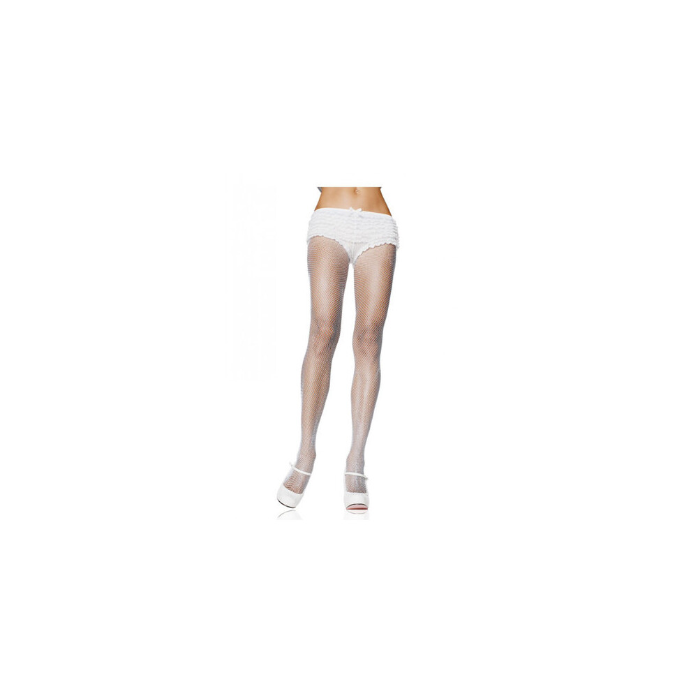 Leg Avenue Nylon Fishnet Pantyhose - White Qs 46-50 Ladies Lingerie Stockings