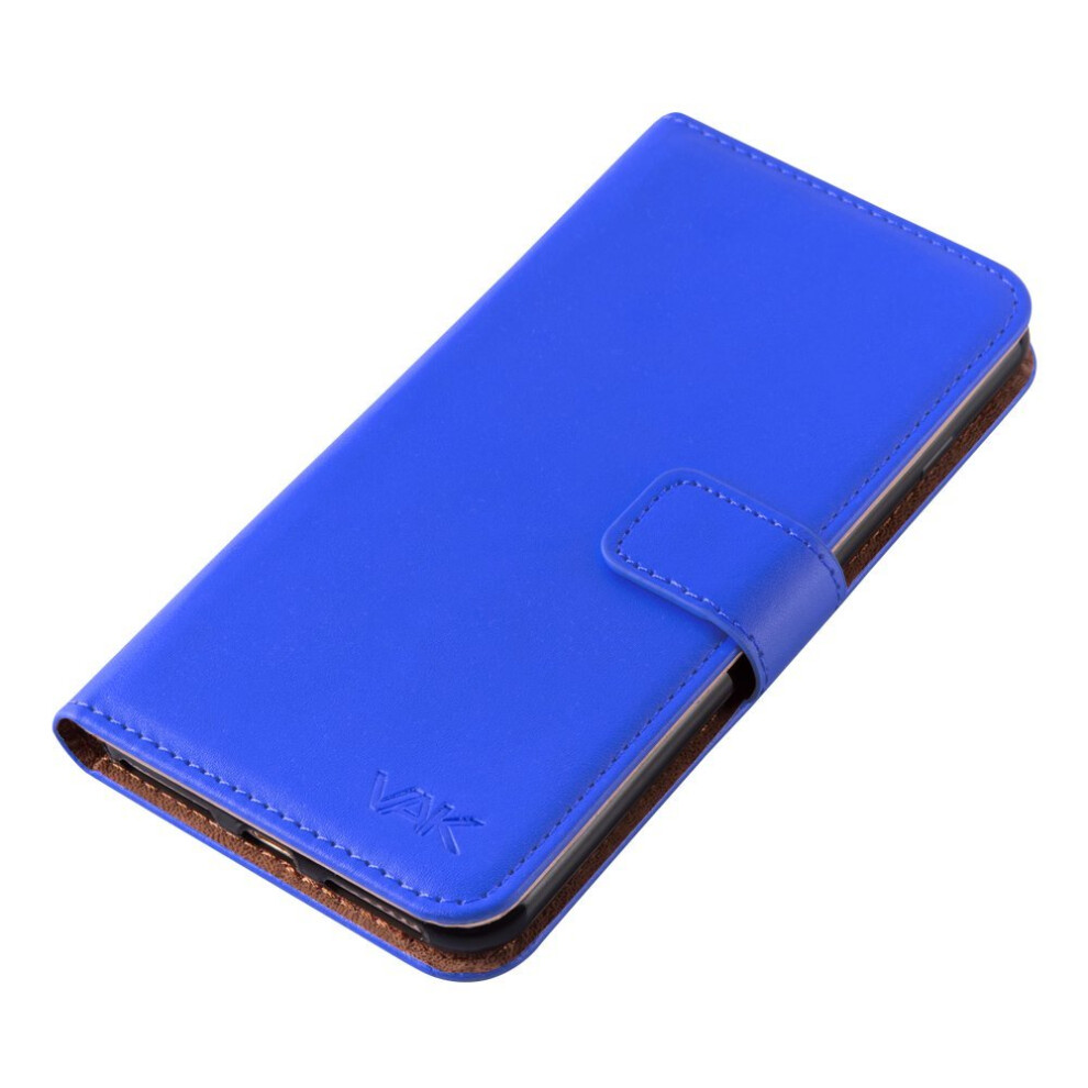 (Blue) For iPhone 8 Plus Premium Leather Wallet Case