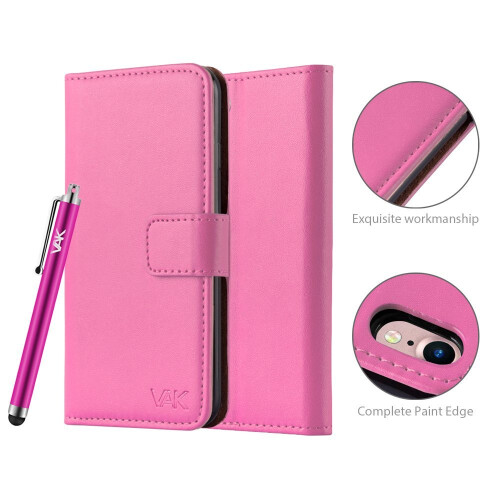 (Pink) For iPhone 8 Premium Leather Wallet Case Cover 1