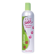 Pet Silk PS1003 Bright White Shampoo for Dogs & Cats — Brightens White Coats, Cleans & Moisturizes, Dilutable 16:1 (16 oz)