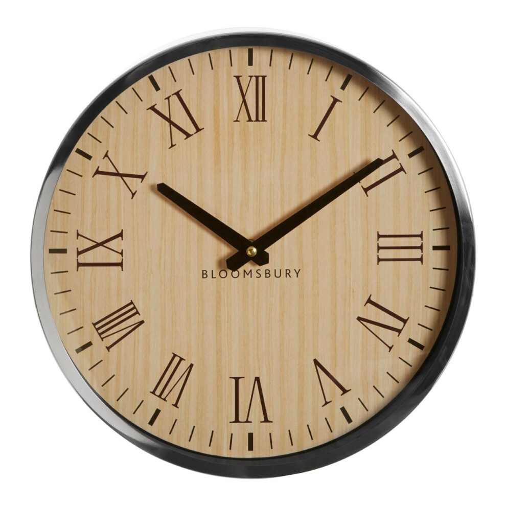 Premier Housewares Vitus Natural And Wall Clock Roman Numerals Silver