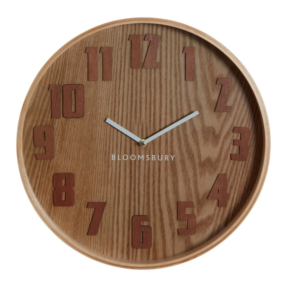 Easy To Read Brown Grain large Wall Clock, Retro Design Clock For Indoor, Versatile Functional Outdoor Clock