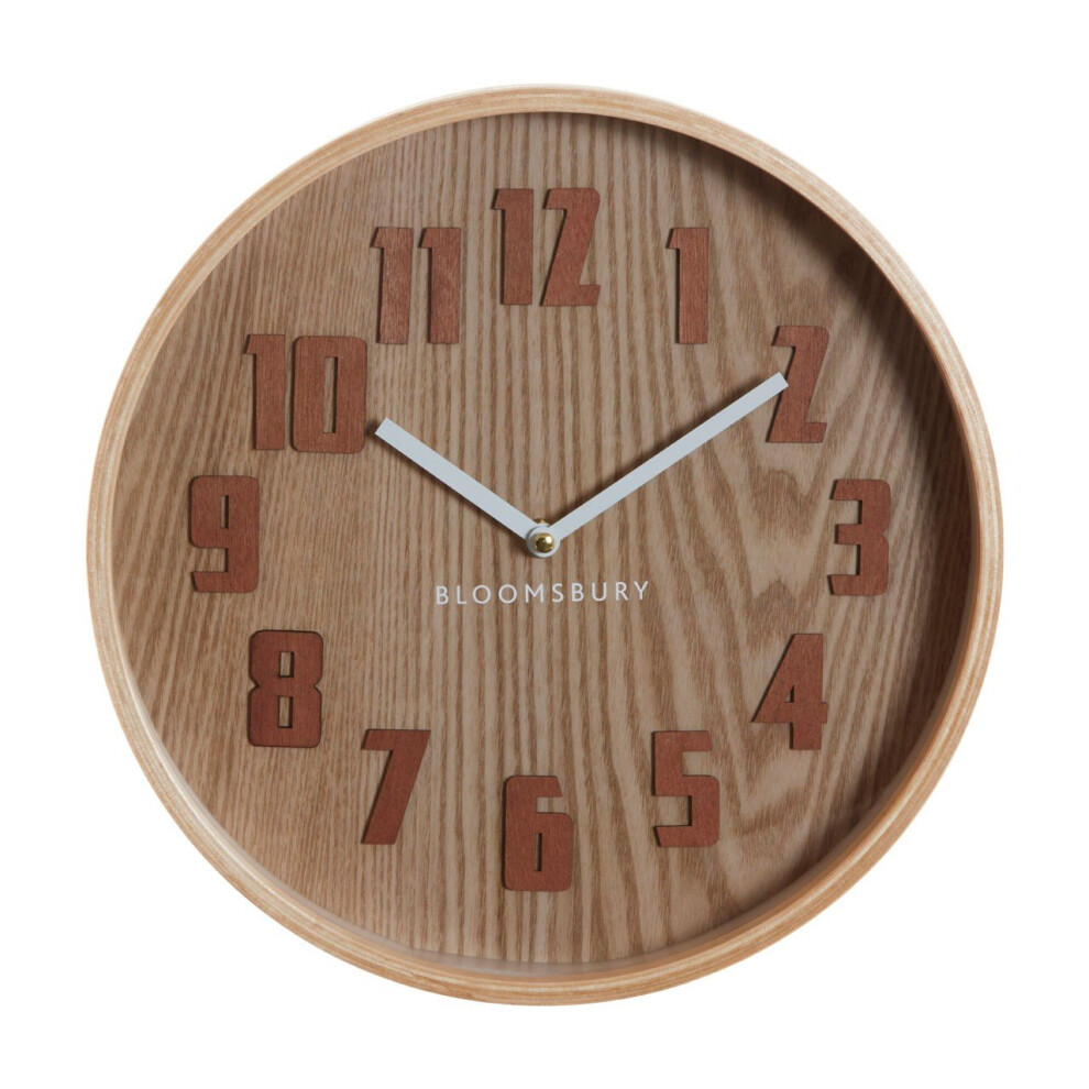 Premier Housewares Easy To Read Brown Grain Small Wall Clock, Retro Design Clock For Indoor, Versatile Functional Outdoor Clock