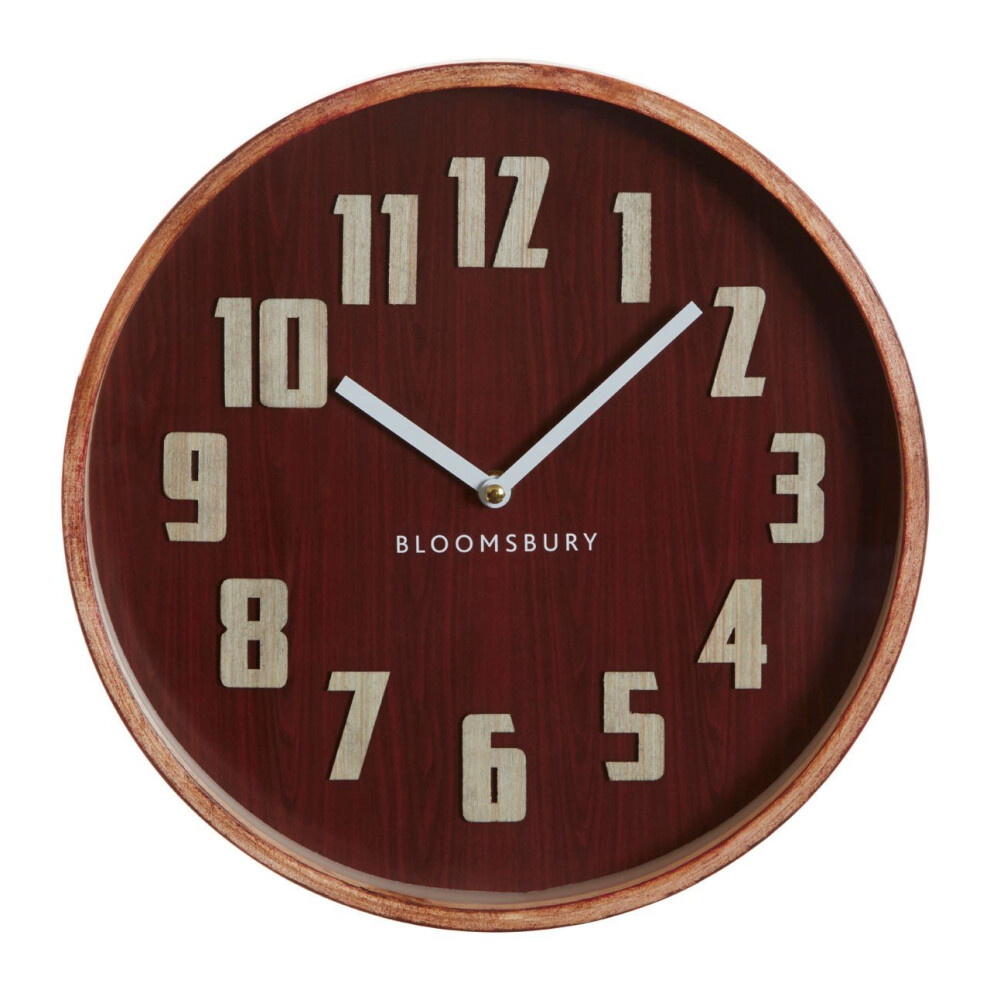 Premier Housewares Red Grain Large Wall Clock, Easy To Read Design Of Clock For Indoor, Versatile And Functional Outdoor Clock
