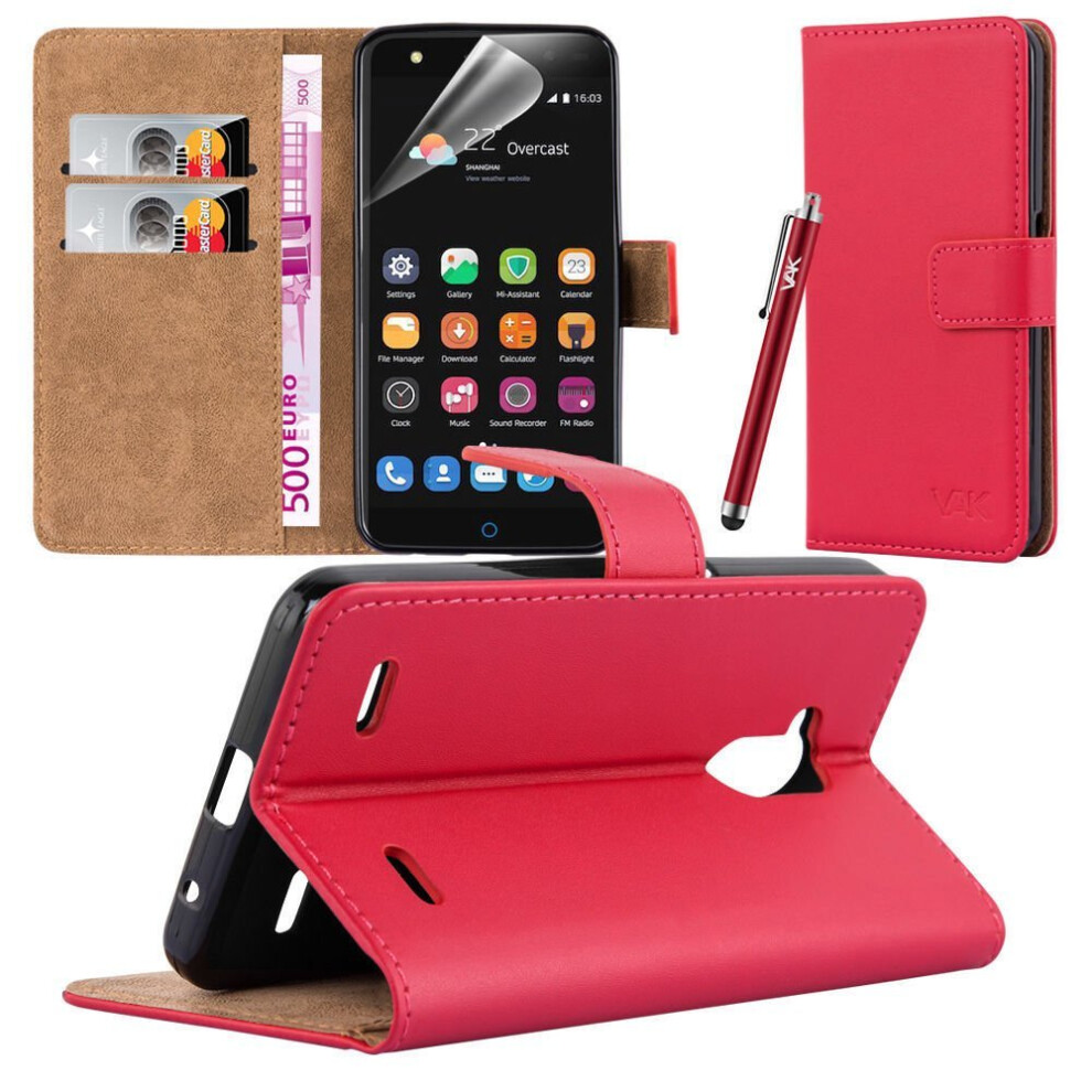 (Red) For Zte Blade A110 Leather Folio Wallet Case Cover Red 7426829740003