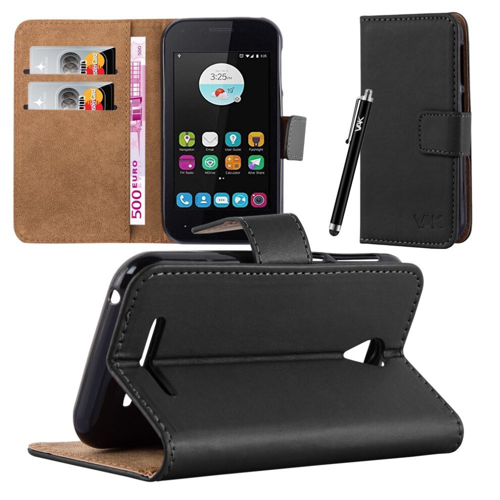 (Black) For Zte Blade A110 Premium Leather Wallet Case Black 7426829739885