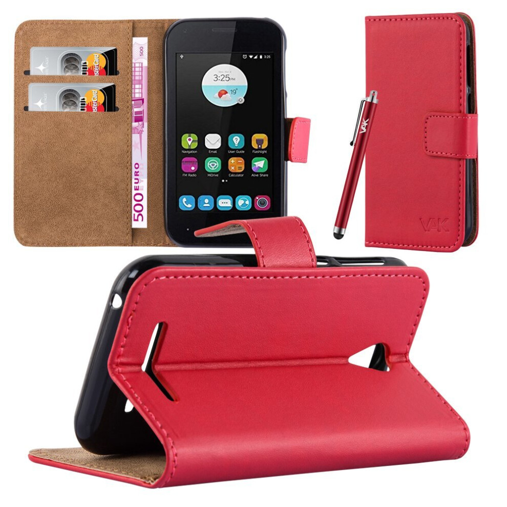 (Red) For Zte Blade A110 Premium Leather Wallet Case Red 7426829739939
