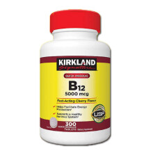 Kirkland Signature Quick-Dissolve B12 5000 mcg, 300 Tablets - Methylcobalamin for Energy, Nervous System & Brain Function, Cherry Flavor, USP Verified