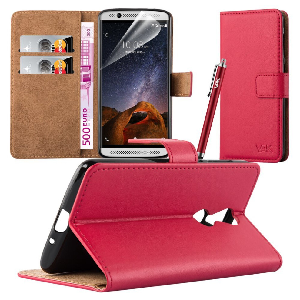 (Red) For Zte Axon 7 Mini Leather Wallet Case Cover Red 7426829740140