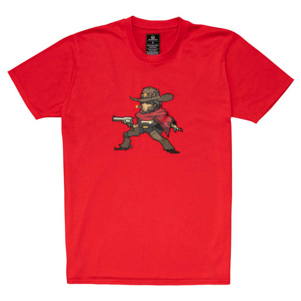 OVERWATCH McCree Pixel T-Shirt, Unisex, Extra Large, Red (TS002OW-XL)