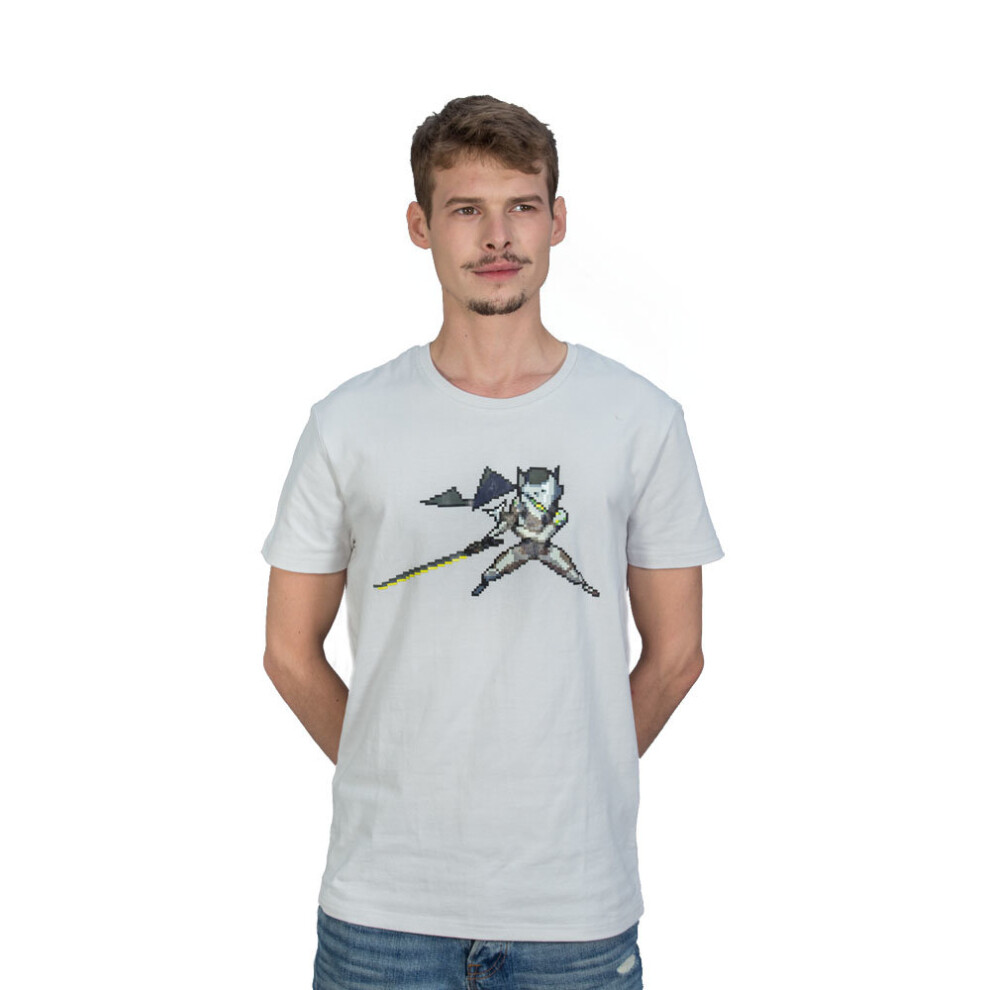 OVERWATCH Genji Pixel T-Shirt, Unisex, Large, White (TS004OW-L)