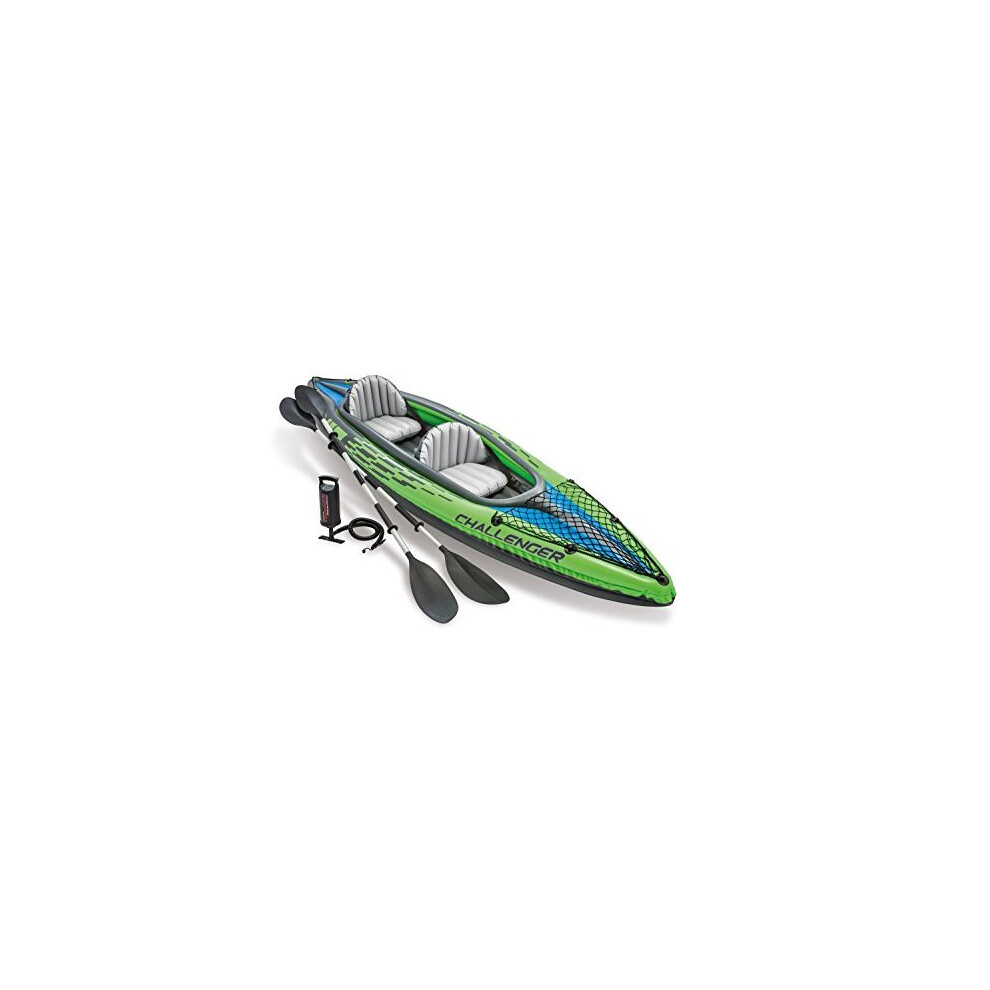 Intex Challenger K2 Kayak 2 Person Inflatable Kayak Set with Aluminum Oars and High Output Air Pump