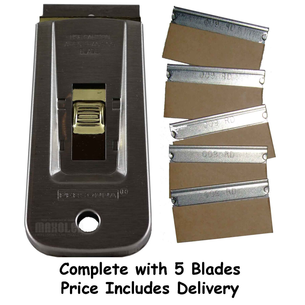 Window Paint Scraper Metal Retractable Razor Blade + 5 Blades American Line
