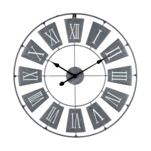 Striking Design Metal Wall Clock Roman Numerals, Grey - 70 x 3 cm