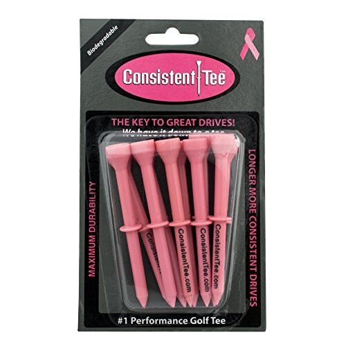 Consistent Tee 3 1/4" Pacote de 10 Tees Duráveis e Biodegradáveis (Rosa)