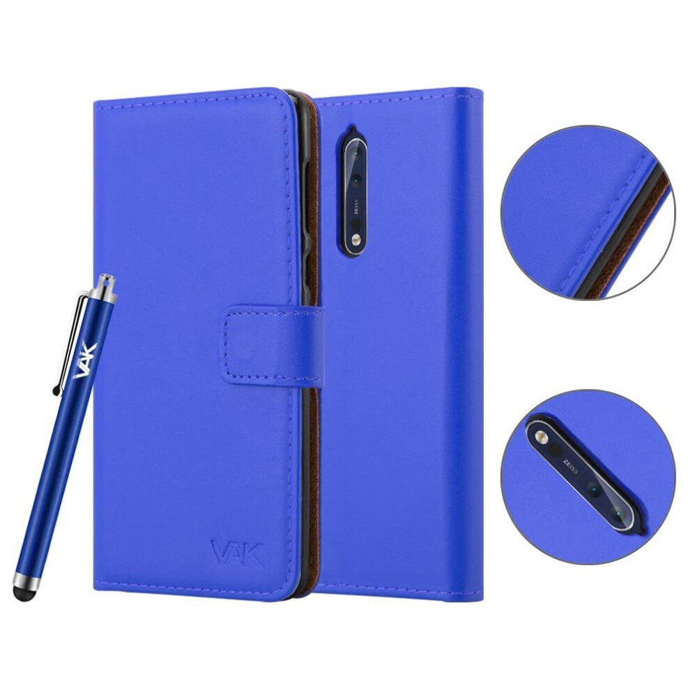 blue--for-nokia-8-premium-leather-wallet-flip-case-cover