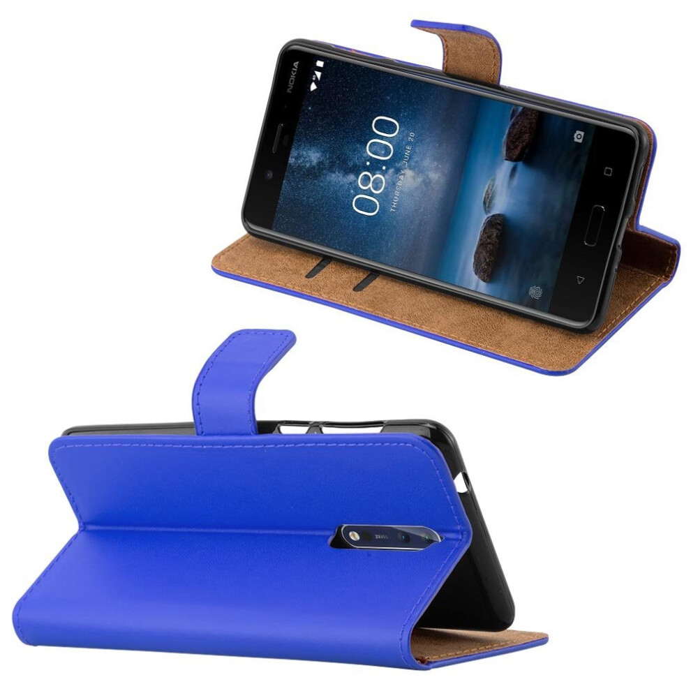blue--for-nokia-8-premium-leather-wallet-flip-case-cover