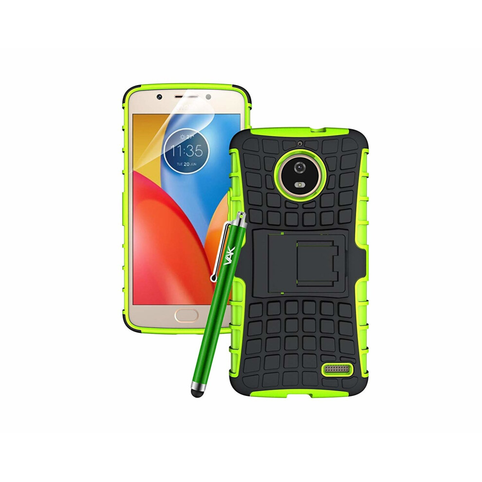 (Lime) For Moto E4 Armour Tough Shockproof Case Cover Green 7426829738611