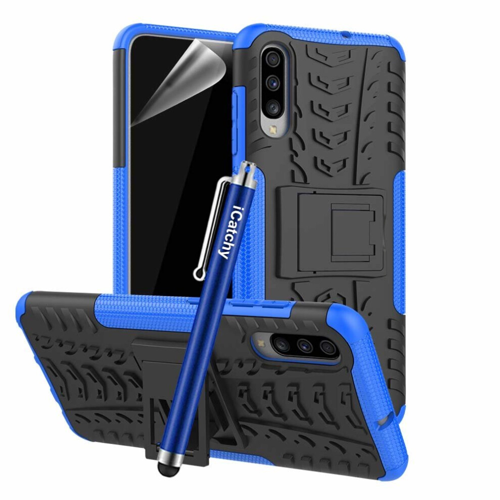 (Blue) For Galaxy A70 Dual Layer Hybrid Shockproof Case Blue 5056298003266