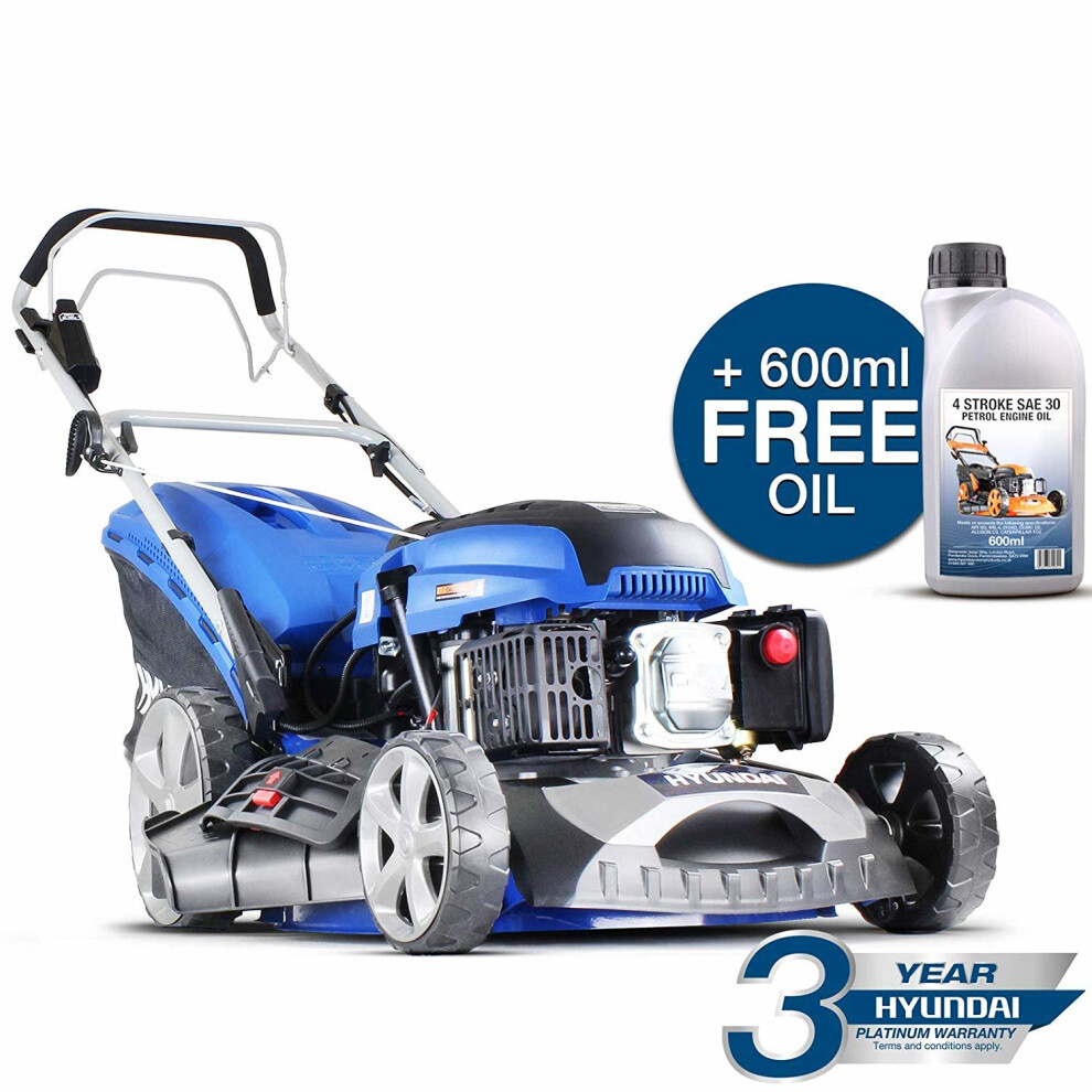 Hyundai HYM460SPE 4-Stroke Petrol Lawnmower Self Propelled Electric Push Button Start 46cm /18 inch Cutting width