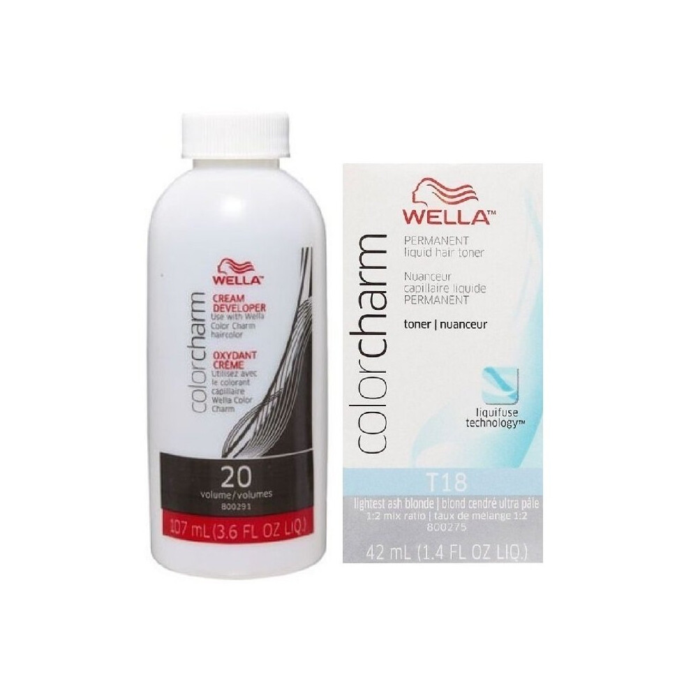 (T18 + Developer (Vol.20)) Wella Colour Charm Liquid Colour Toner 42ml