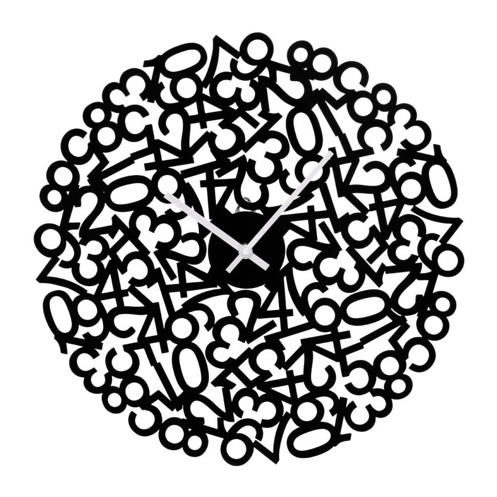 Quirky Design Numbers Wall Clock, Black