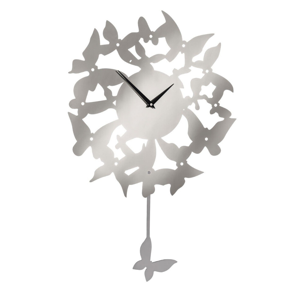 Stainless Steel Butterfly Pendulum Wall Clock, Silver