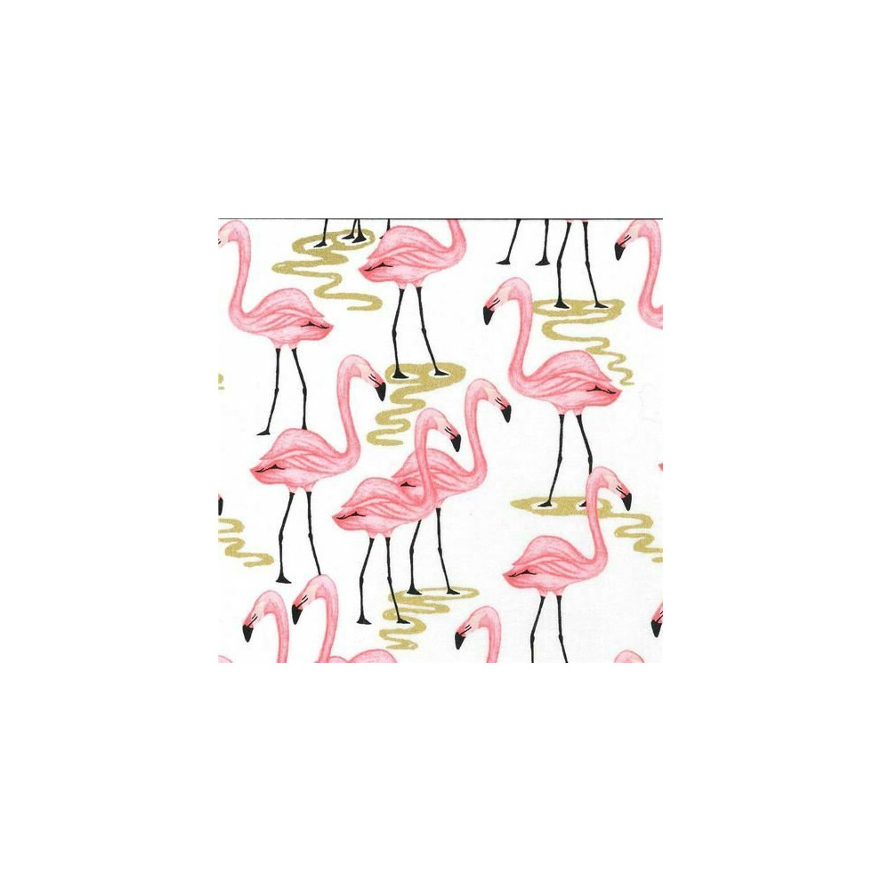 Fat Quarter Flamingo Bay Cotton Quilting Fabric White Birds