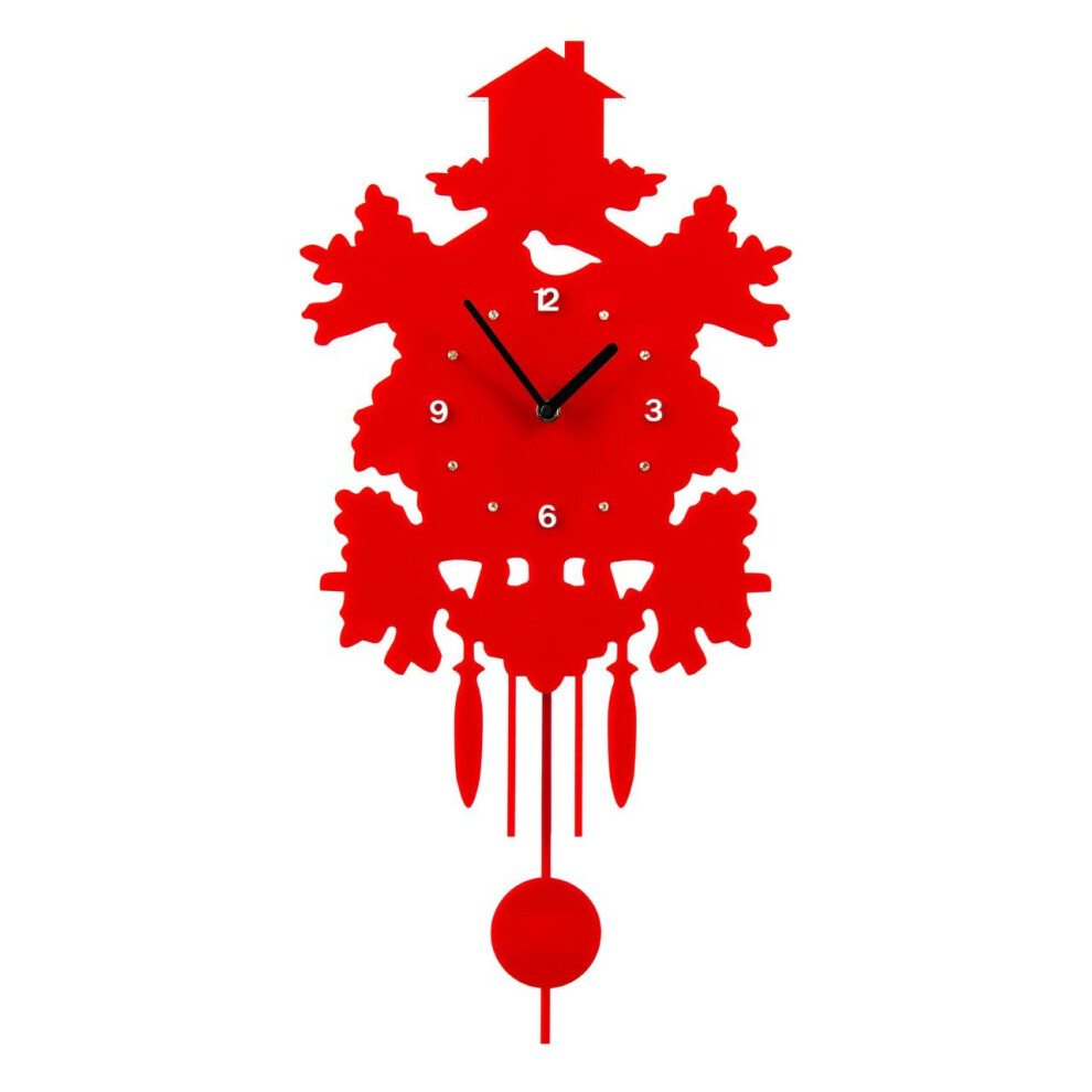 Tree House Pendulum Wall Clock, Red