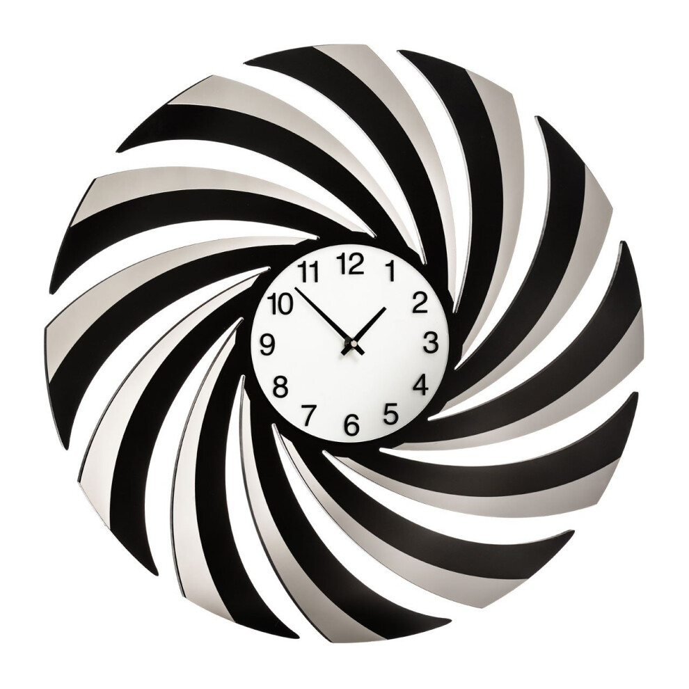 Black Mirrored Swirl Design wall Clock