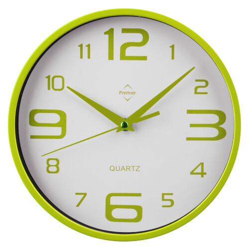 Premier Housewares Contemporary Style Wall Clock, Plastic, Green