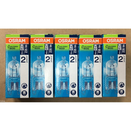 OSRAM 5 X OSRAM HALOGEN 20W = 25W G9 CAPSULES PUSH FIT LOOP PIN